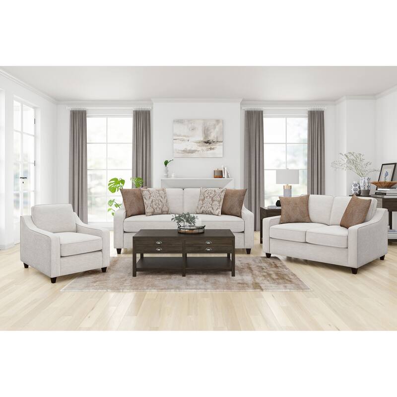 Christine Upholstered Sloped Arm Sofa Set Beige