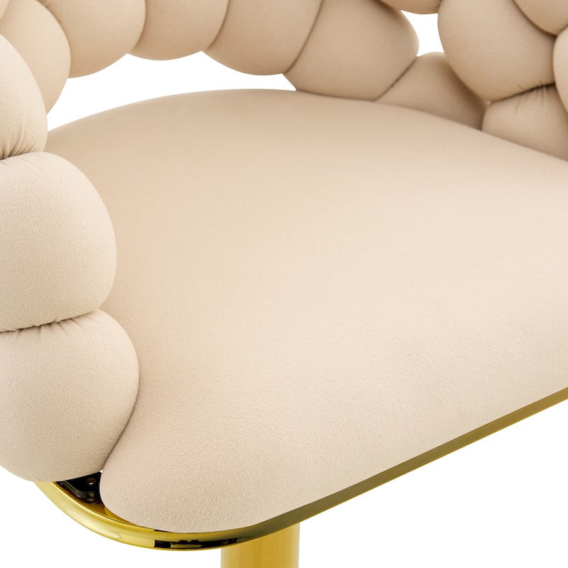 Counter Height Bar Stools Set of 2, Velvet Upholstered Swivel Bar Stools, Tufted Adjustable Dining Chairs with Footrest