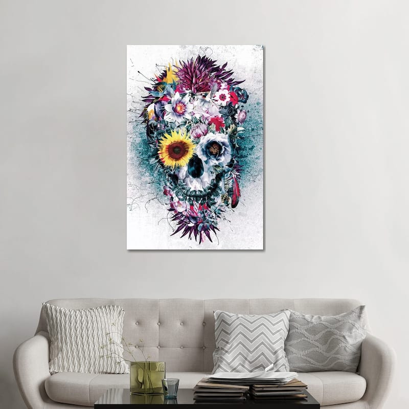 iCanvas "Skull Blue" by Riza Peker Canvas Print - 48x32x1.5