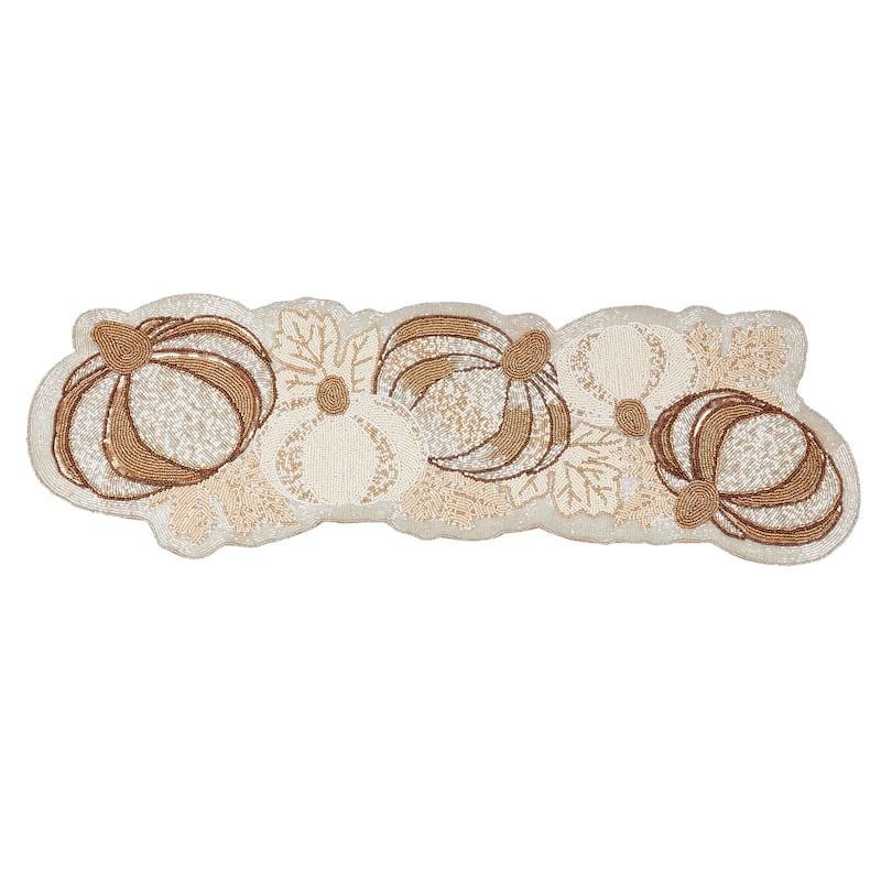 Harvest Elegance Beaded Pumpkins Table Runner - 12"x36" - 12"x36"