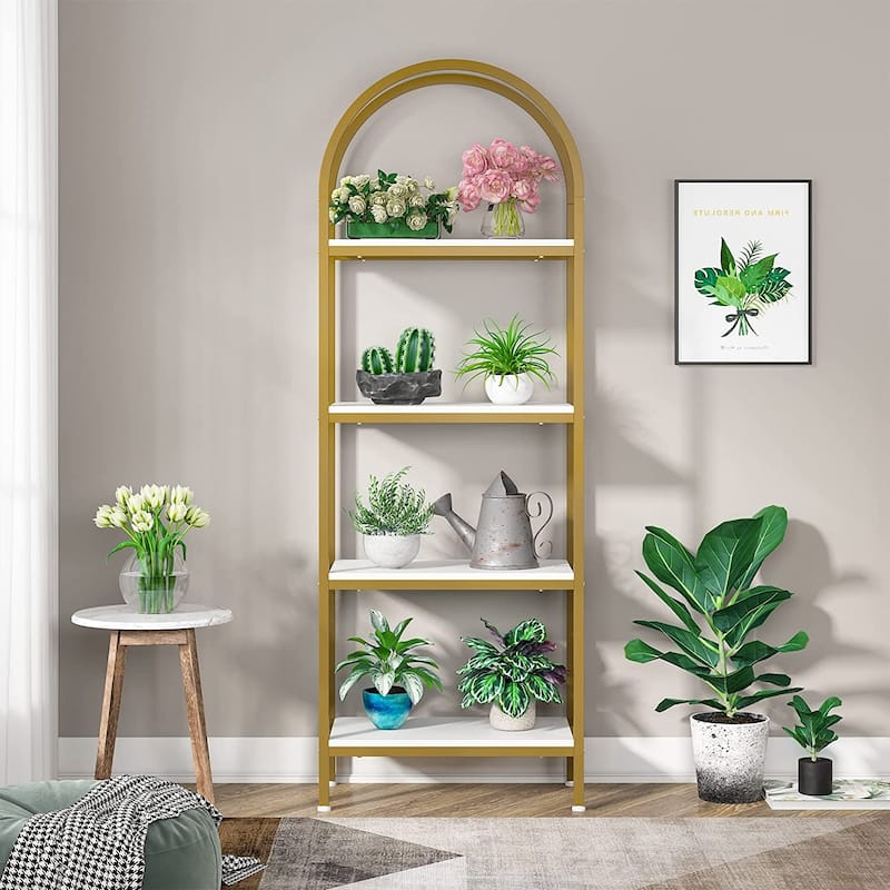 4-Tier Open Bookshelf, 70.8" Industrial Wood Bookcase Storage