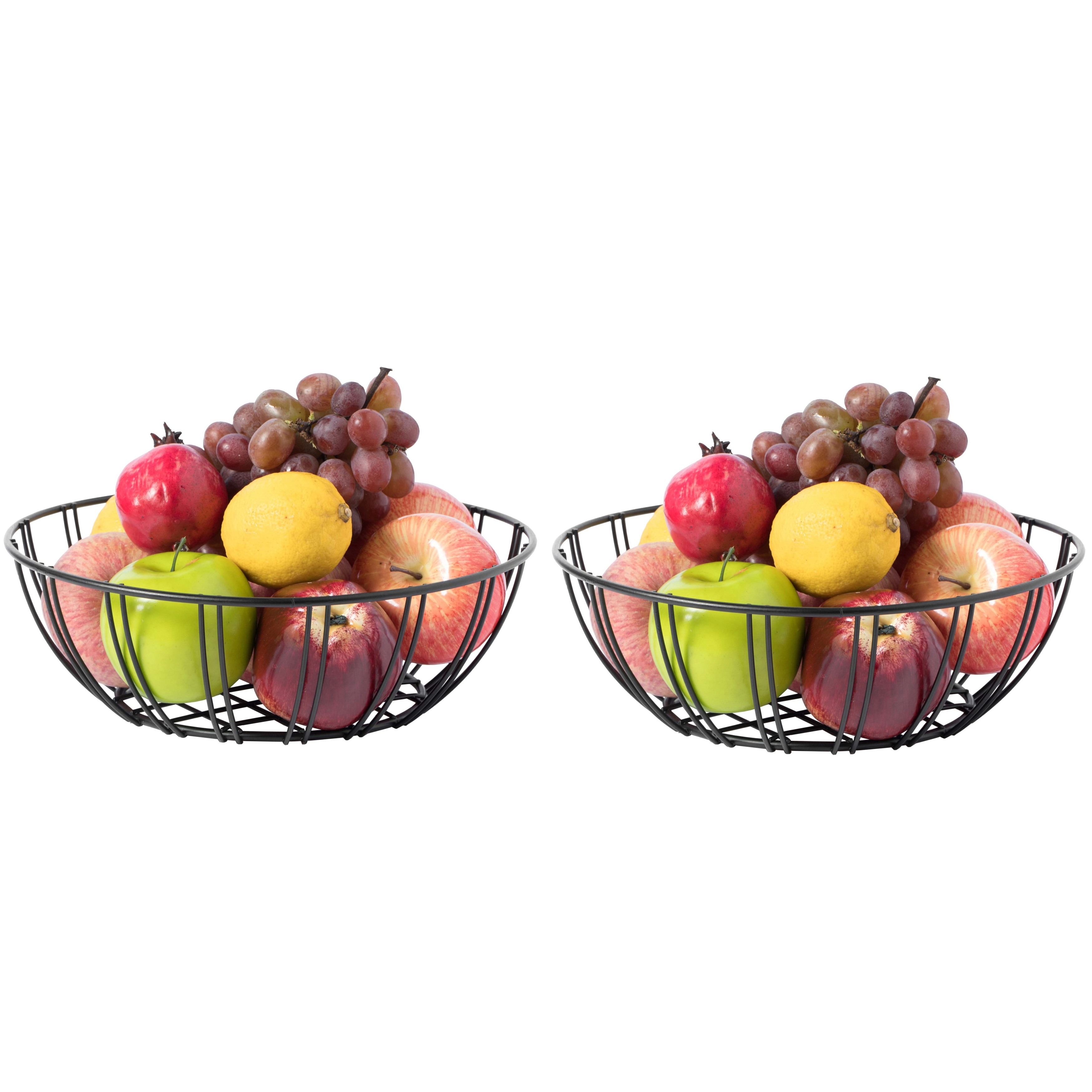 1pc Metal Fruit Basket, Iron 2-Tier Countertop Removable Fruit Bowl, Fruit  & Vegetable Basket With Banana Hooks, Metal Organizer, Black, Home Room Kit