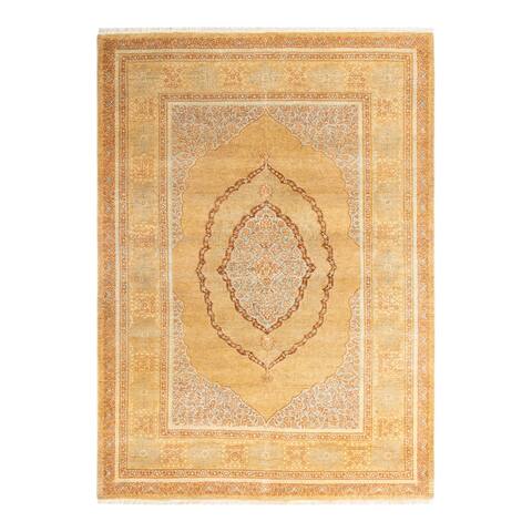 Overton One-of-a-Kind Hand-Knotted Traditional Oriental Mogul Yellow Area Rug - 4' 8" x 6' 7"