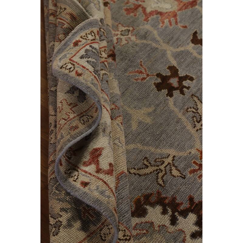 Hand Knotted Oriental 100% Wool Carpet Transitional All-Over Greys & Charcoal Oushak Area Rug - 8' 9'' X 5' 9''