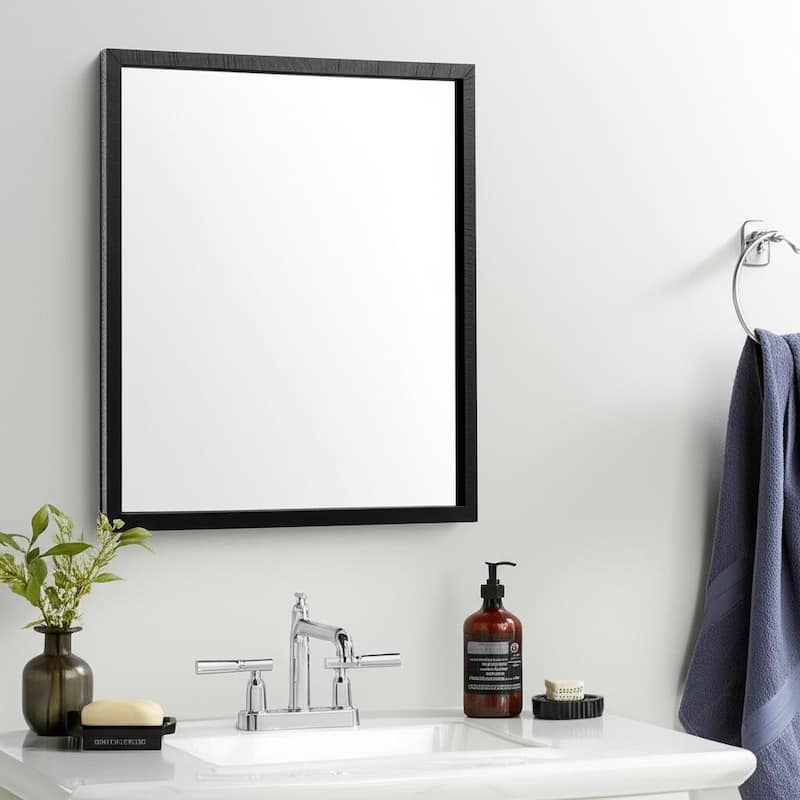 HomeRoots 26" Black Framed Bathroom Vanity Mirror - 21.50 in. x 25.50 in. x 1.75 in. - 21.50 in. x 25.50 in.  x 1.75 in.