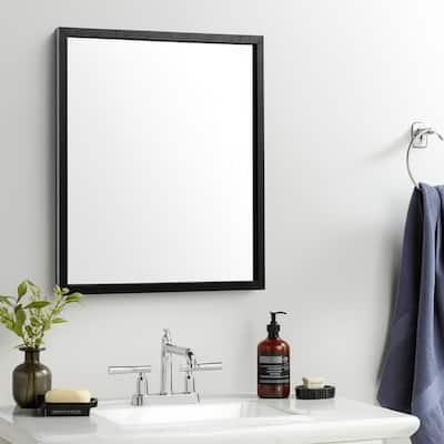 HomeRoots 26" Black Framed Bathroom Vanity Mirror - 21.50 in. x 25.50 in. x 1.75 in.
