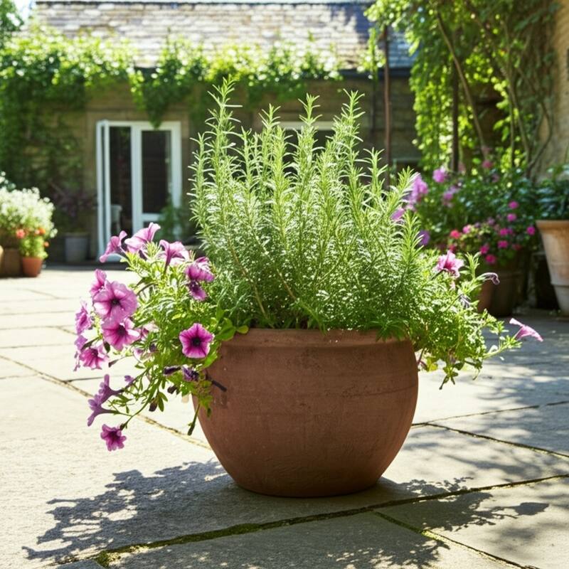Terracotta Planter with Rounded Silhouette and Textured Surface