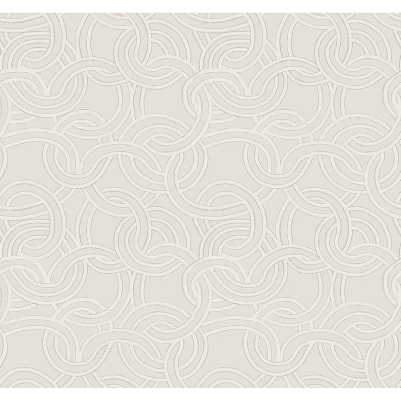 Seabrook Designs Janina Chain Geometric Unpasted Wallpaper - 27 in. W x 27 ft. L - Metallic Ivory
