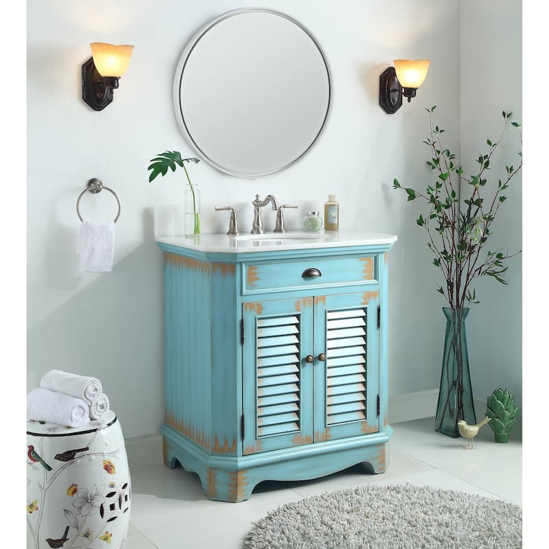 Benton Collection 32" Romeo Single Sink Bathroom Vanity - Blue