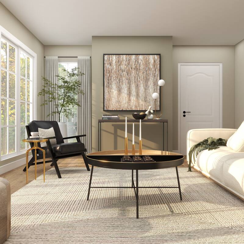 Sleek Aluminum Metal Tray Inspired Accent Table with 3 Tripod Legs - Black, Gold, Silver