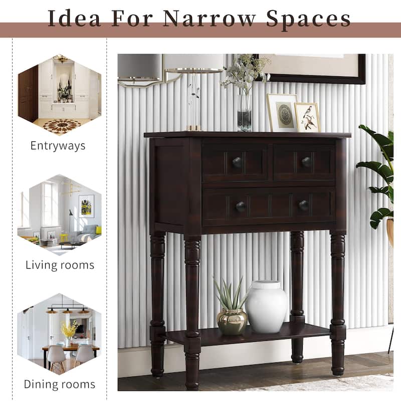 Modern Console Table with Three Storage Drawers