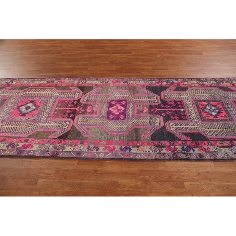 Meshkin Persian Antique Runner Rug Handmade Wool Carpet - 3'7" x 10'6"