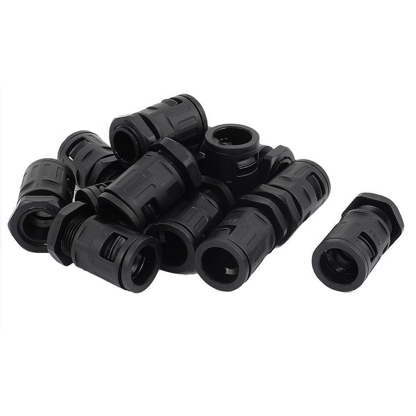 AD15.8 Plastic Flexible Corrugated Pipe Round Cable Hose Connector Black 14 Pcs Bed Bath