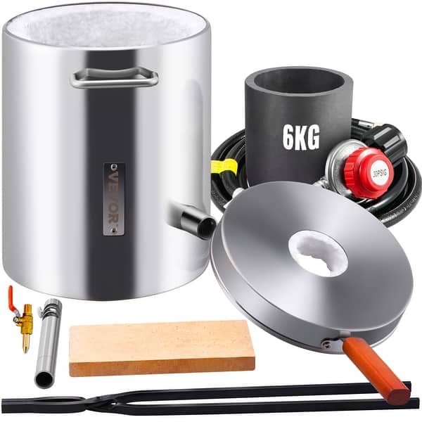 Propane Melting Furnace 2KG, 2462°F, Metal Foundry Furnace Kit with Graphite Crucible and Tongs, Casting Melting Smelting Refining Precious Metals Like Gold Silver Aluminum Copper Brass Bronze | US