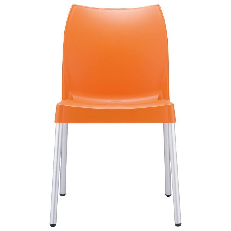 31.5" Orange and White Stackable Outdoor Patio Armless Dining Chair