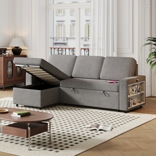 Pull Out Sleeper Sofa L-Shaped Couch Convertible Sofa Bed with Storage ...