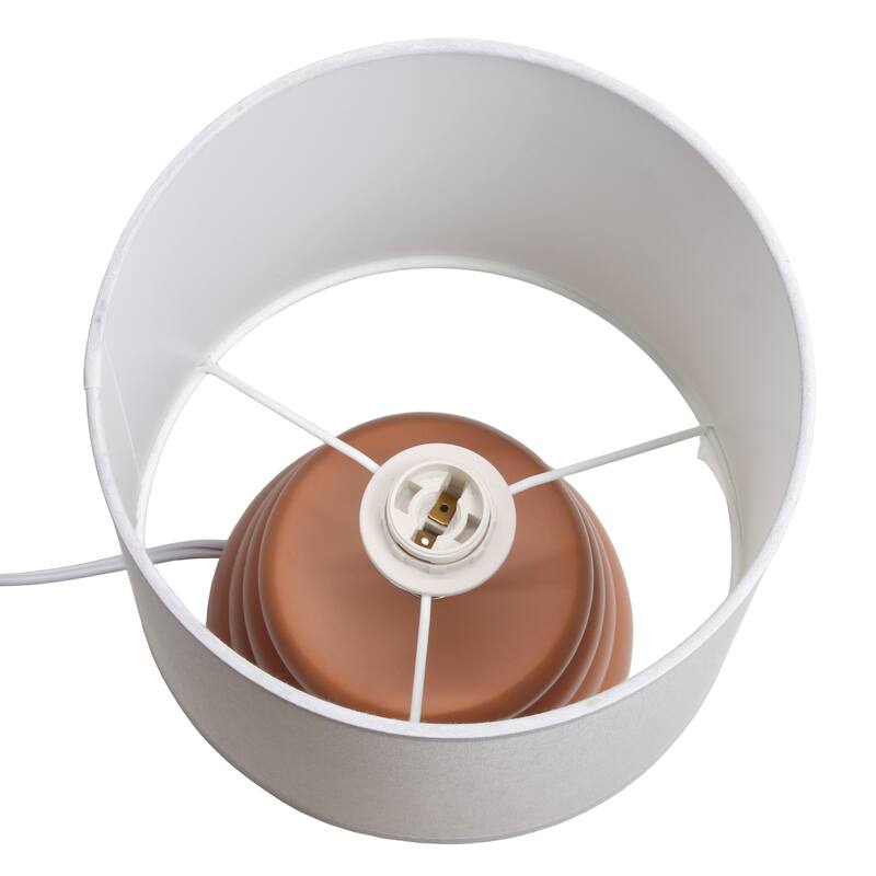 Ribbed Ceramic Table Lamp with Drum Shade - 12.75" - Terracotta Brown
