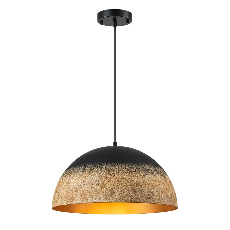 Industrial Black and Sandy Mud Finish Dome Pendant Light Fixtures Kitchen Island - W15.75"
