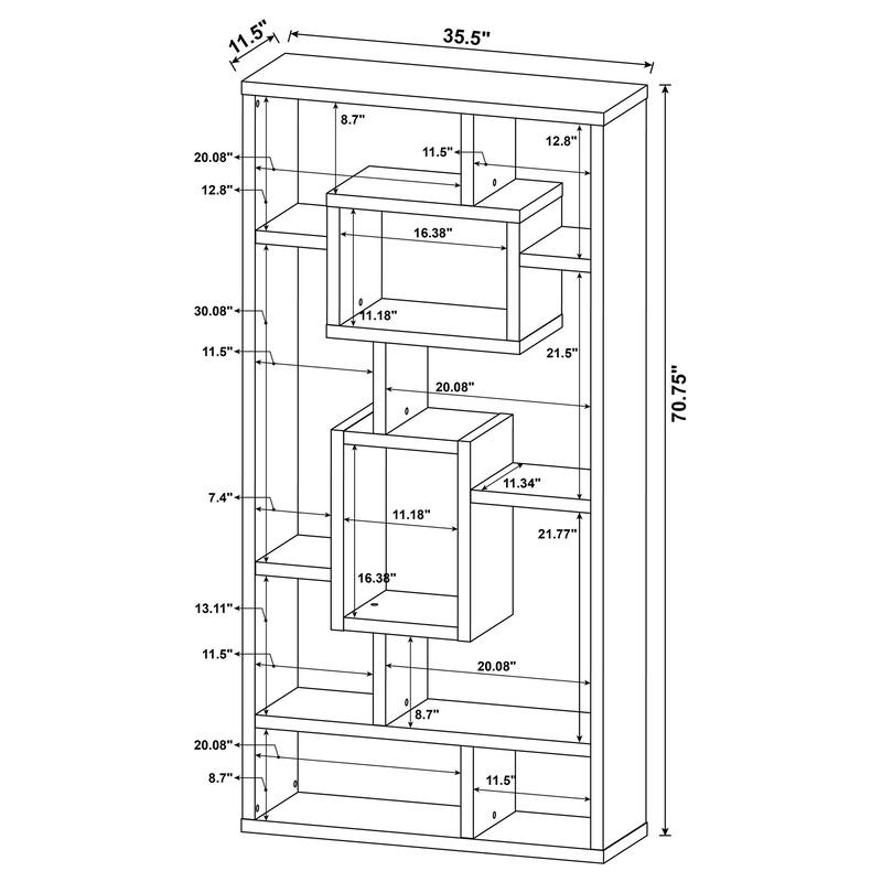 Corey Transitional 71-inch 8-shelf Bookshelf