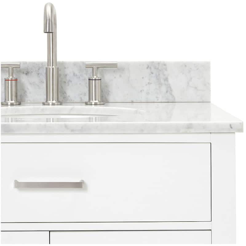 Ariel H043SRCW2OVO Bristol 42" Thick Carrara Marble Vanity Top