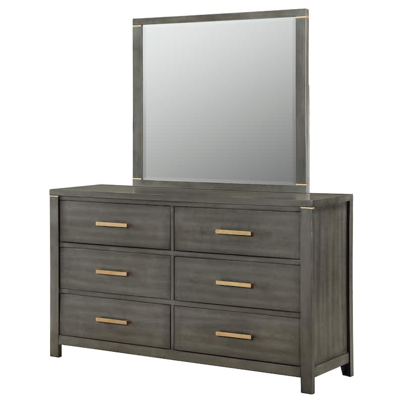 Kieran Transitional Wood 6-drawer Dresser Grey