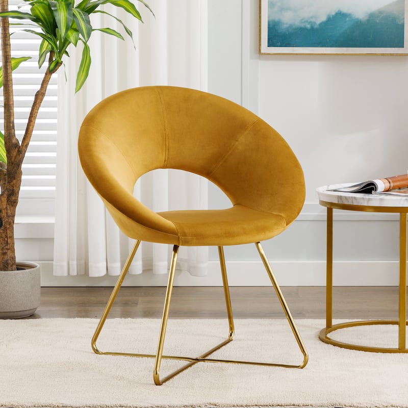 Modern Velvet Upholstered Accent Chair Vanity Leisure Chair