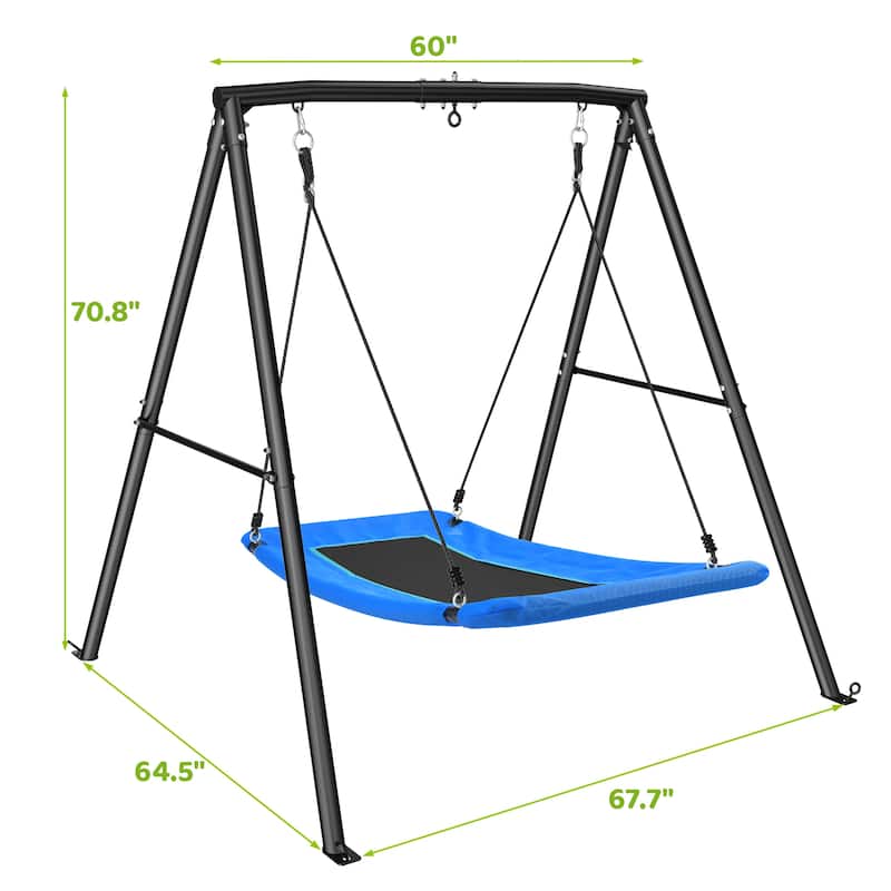 Trekassy 60" Large Heavy Duty Metal Swing Set, 440lbs Saucer Swing with Frame for Kids Outdoor Backyard(Blue)