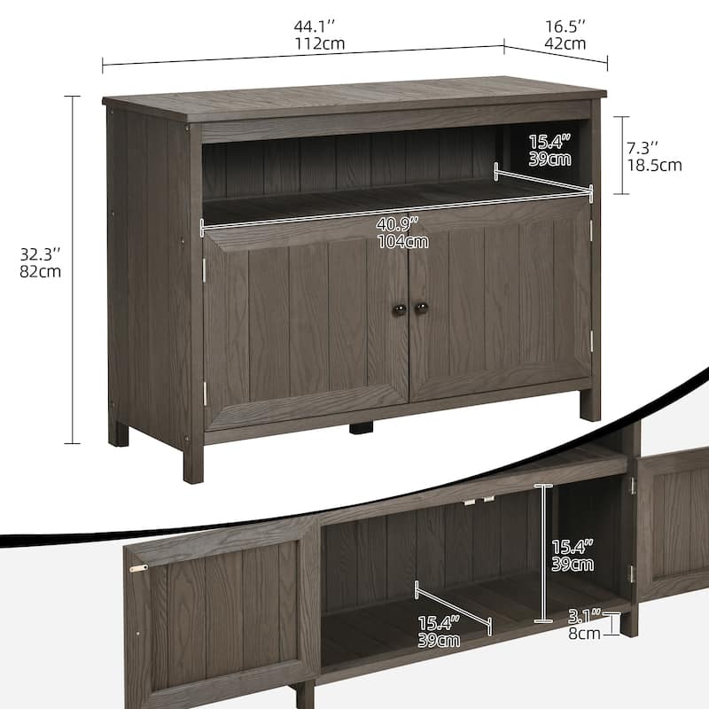 Moasis 44" Outdoor Sideboard Patio Bar Table with Storage Cabinet and Shelves