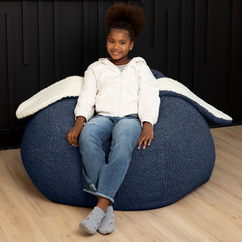Raven-Symoné Home HopSeat Bunny - Oval Shaped Large Bean Bag Chair with Ears, Ultra Soft Shearling
