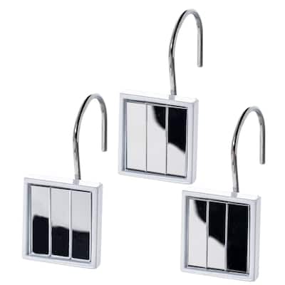 Creative Scents Quilted Mirror White Shower Curtain Hooks - Set of 12