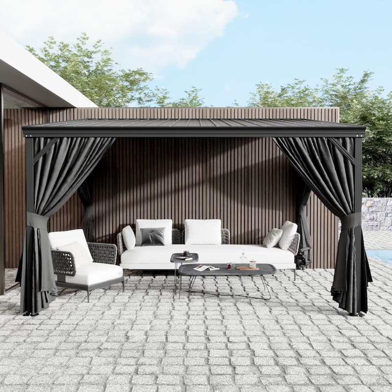 Aluminum Patio Gazebo Curtains Mosquito Netting Outdoor Canopy Backyard Poolside Garage Door