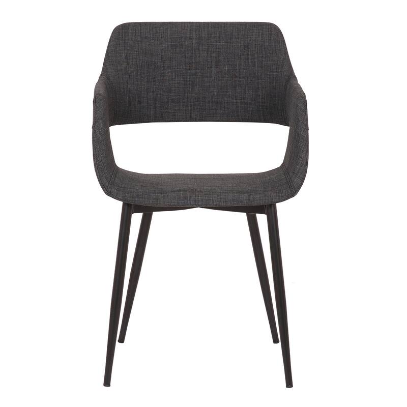 Mid-Century Accent Chair - Grey Dining Room Chair with Open Back Design - Modern Fabric Chair for Home Office