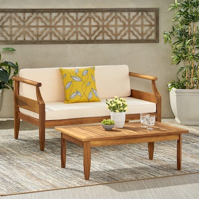 Aston Acacia Wood Outdoor Loveseat Set by Christopher Knight Home