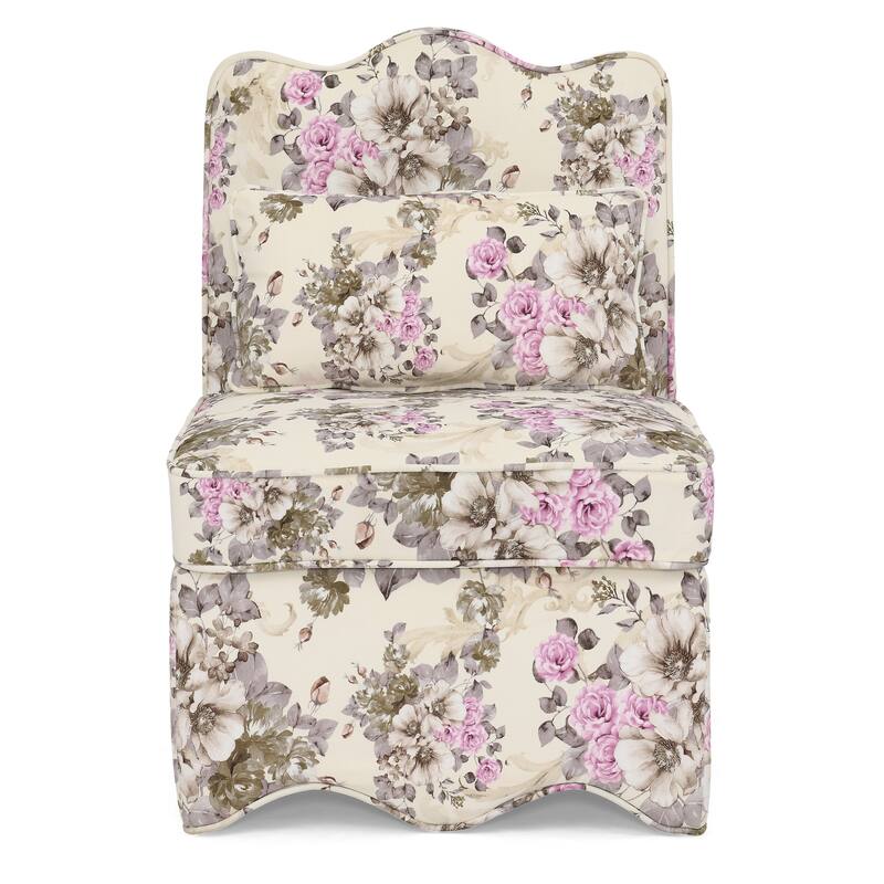Upholstered Single Sofa Lounge Chair with Floral Pattern,Soft seat cushion and backrest,Armless Accent Chair