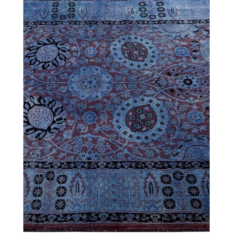 Overton Hand Knotted Wool Vintage Inspired Modern Contemporary Overdyed Purple Runner Rug - 3' 2" x 8' 9"
