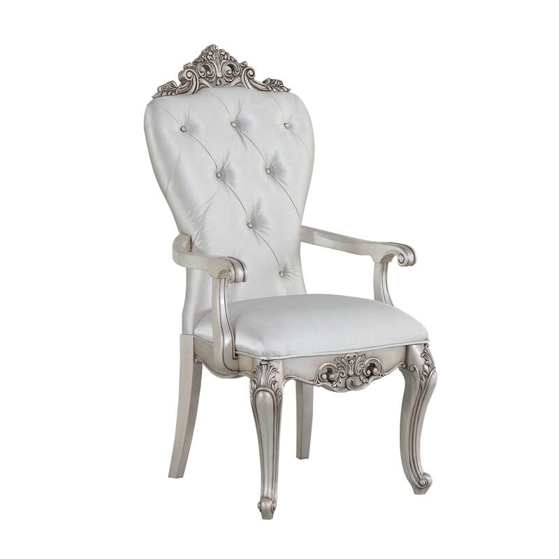 Cream and Golden Ivory Tufted Arm Chairs (Set of 2)