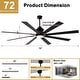 preview thumbnail 10 of 12, Cusp Barn 72 Inch Indoor/Outdoor Black Modern Large Ceiling Fan with Lights and Remote, Reversible Quiet DC Motor Ceiling Fan