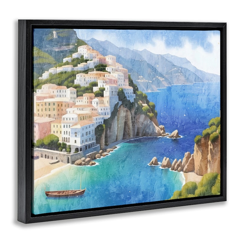 Stupell Vibrant Coastal Seascape Framed Floater Canvas Wall Art Design By Kim Allen
