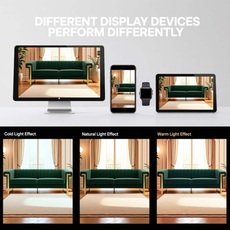 Leisure Sofa with Stainless Steel Metal Accents, Retro Green Velvet Upholstered Seat with Removable Cushions, Bedroom Loveseat