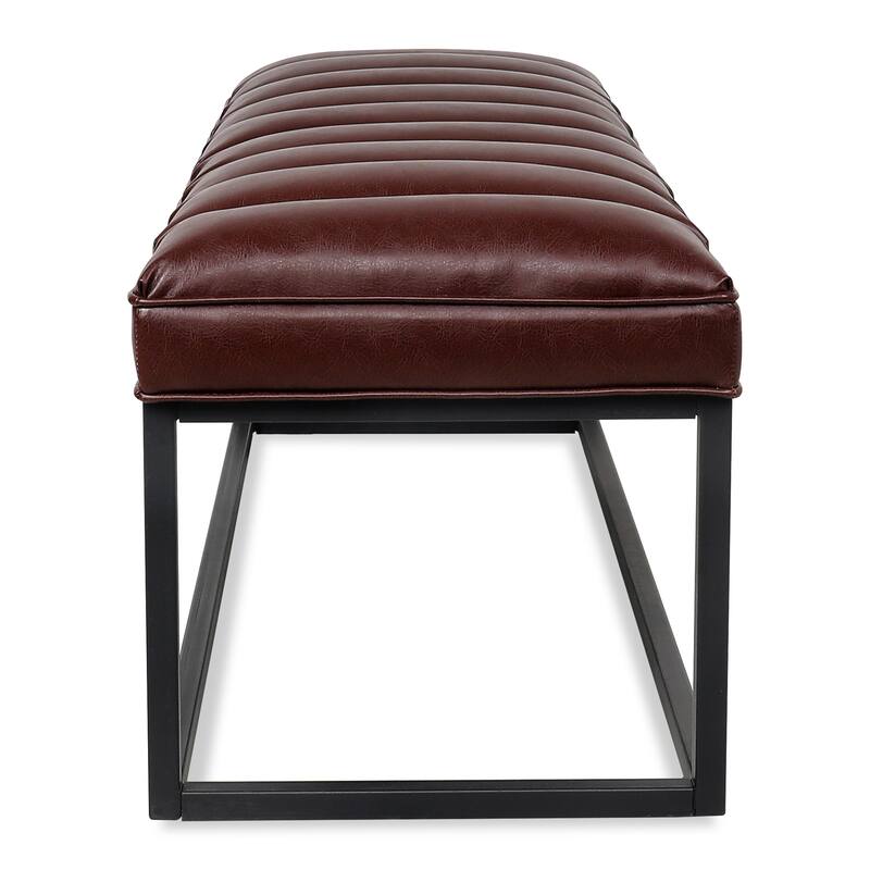 Practical Bedroom End of Bed Stool Footrest with Metal Frame, Dark Brown Entryway Footrest Seat for Foyer Living Room