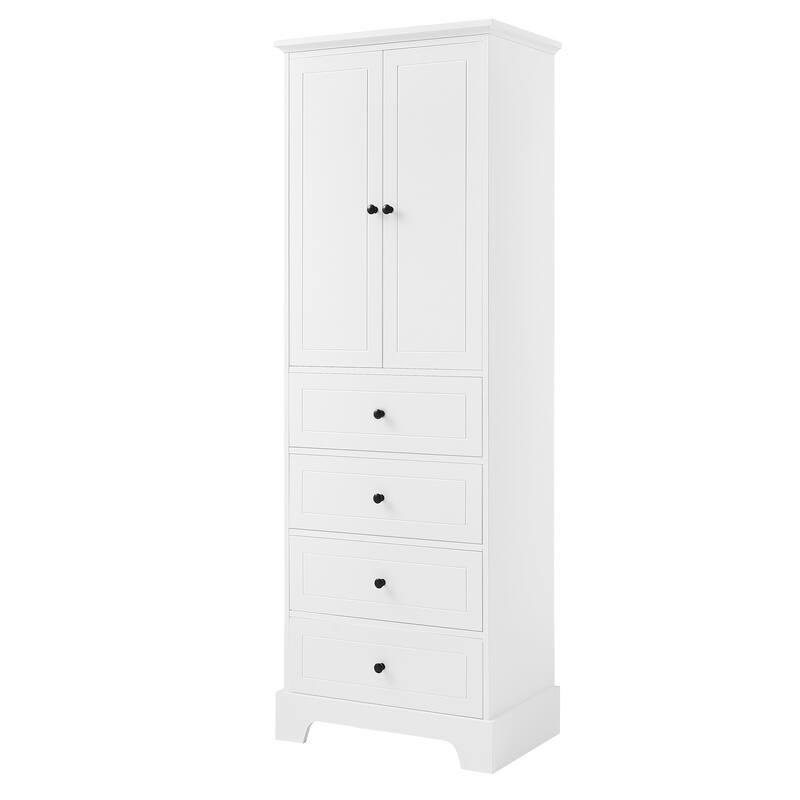 GDFStudio - Evelyn Tall Storage Cabinet with Drawers and Adjustable Shelving for Multi-Room Organization