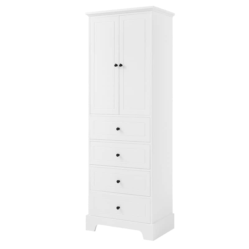 Storage Cabinet with 2 Doors and 4 Drawers for Bathroom Office