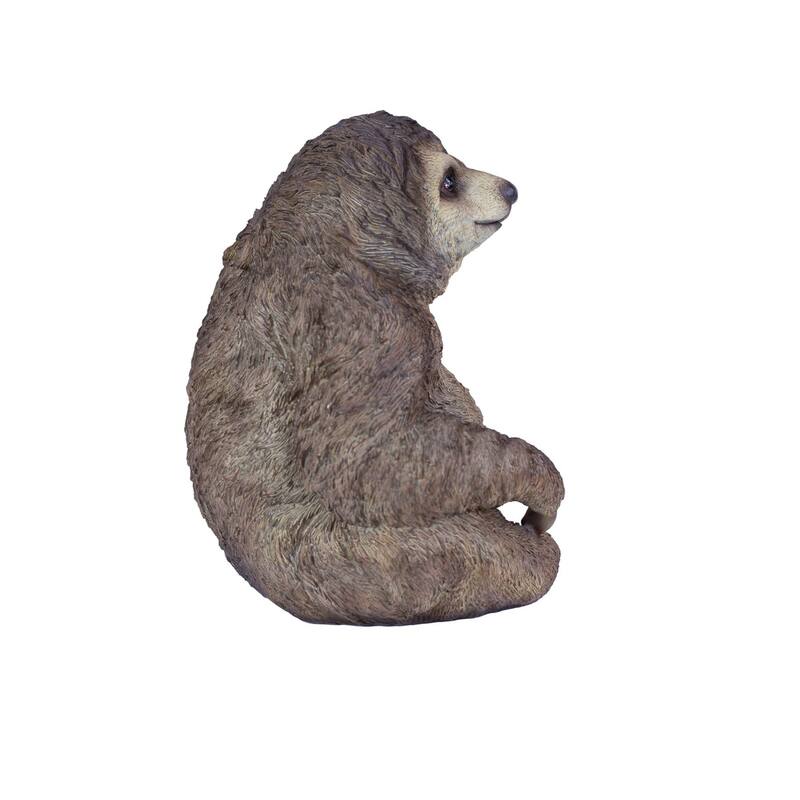 Sitting Sloth Outdoor Garden Statue - 14" - Brown