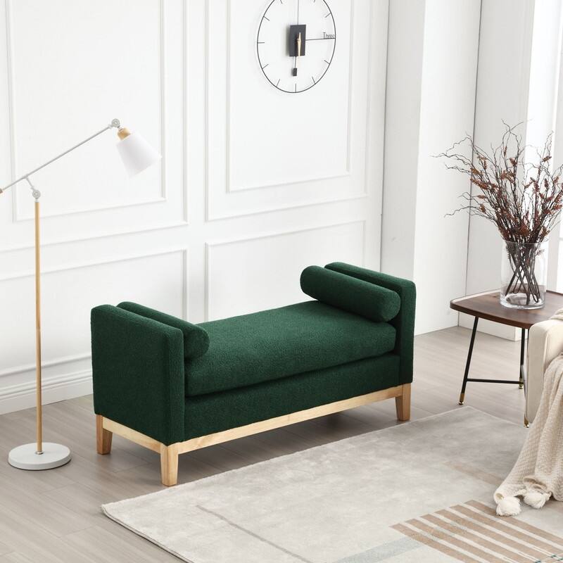 53.5"W Upholstered Bench with Bolster Pillows