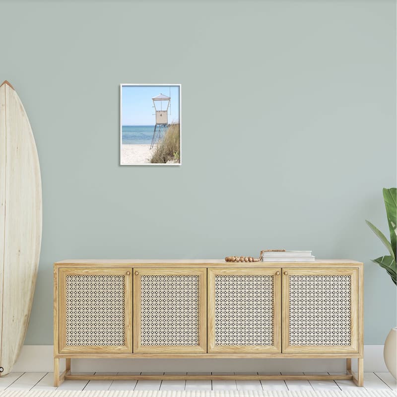 Stupell Summer Beach Hut Clear Skies Framed Giclee Art by Kim Allen
