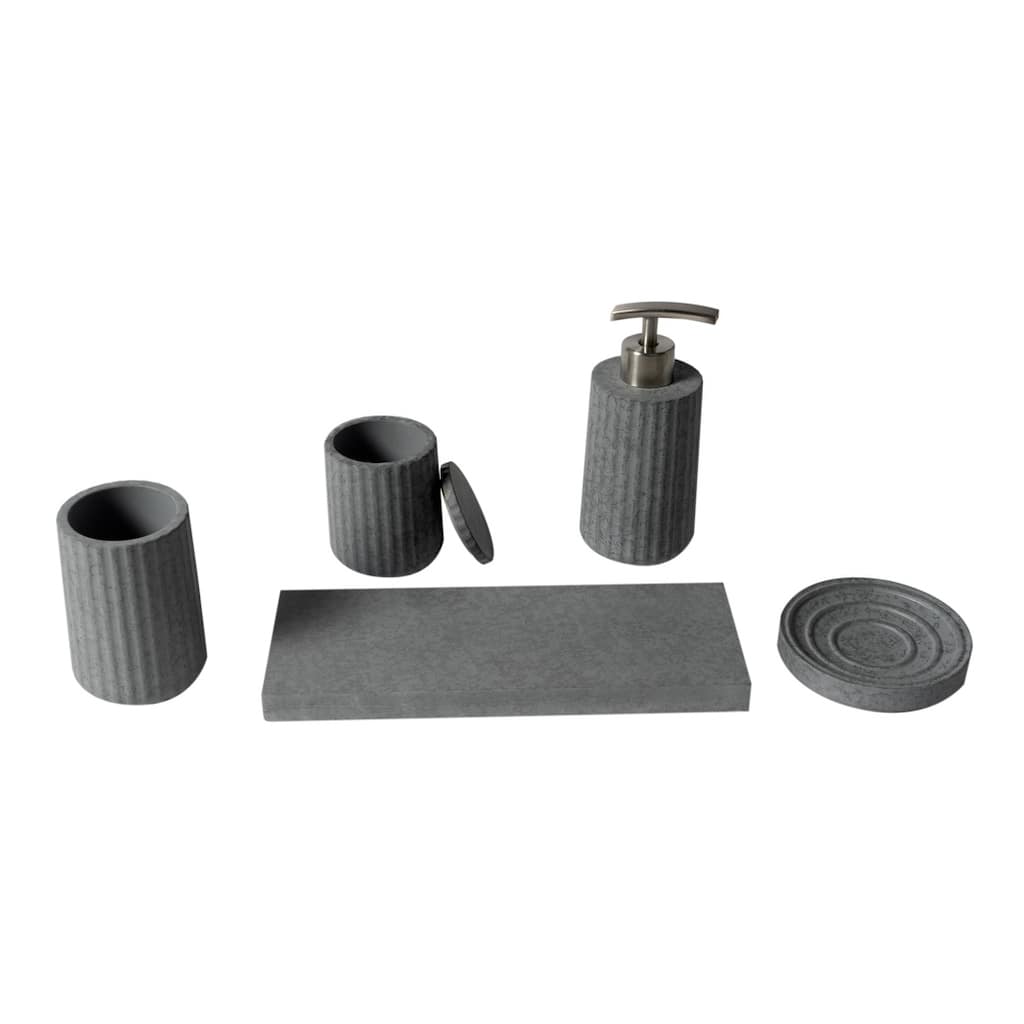 ALFI brand 5 Piece Solid Concrete Gray Matte Bathroom Accessory Set - Grey