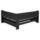 preview thumbnail 45 of 43, Wood Platform Bed with L-shaped Bookcases and Drawers