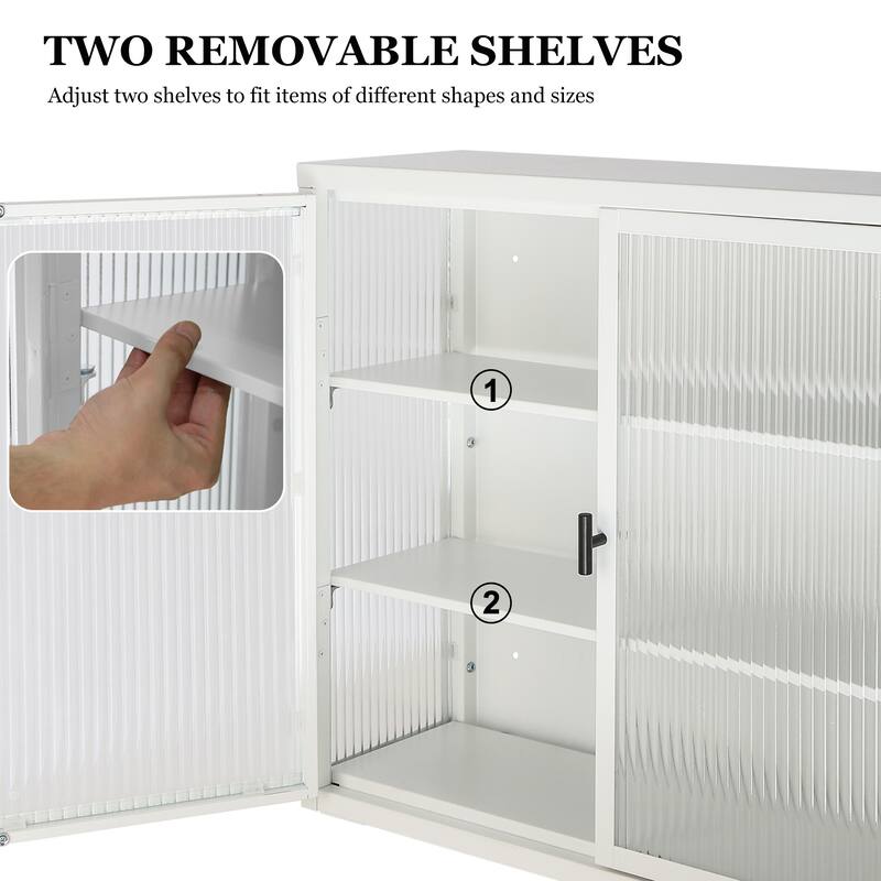 Retro Style Haze Double Glass Door Wall With Detachable Shelves Bed Bath & Beyond