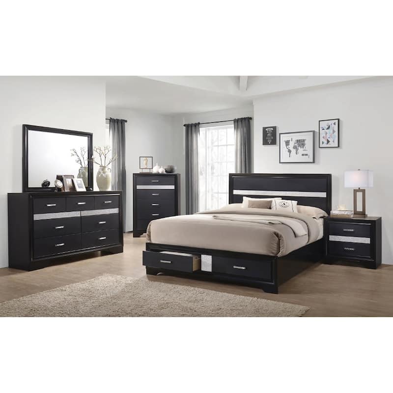 Corbin Contemporary 5-piece Storage Bedroom Set - Black - California King