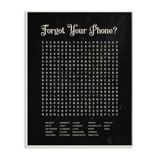 Stupell Forgot Your Phone Crossword Activity Distressed Black Wood Wall